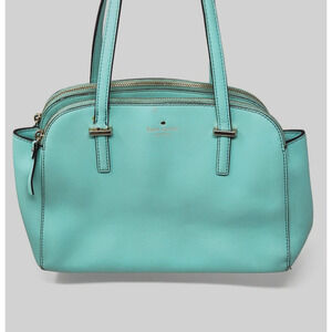 Kate Spade Saffiano Leather Double Zip Satchel Handbag Mint Green Aqua Womens